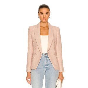 L'Agence Kenzie Pink Tweed Double Breasted Textured Blazer